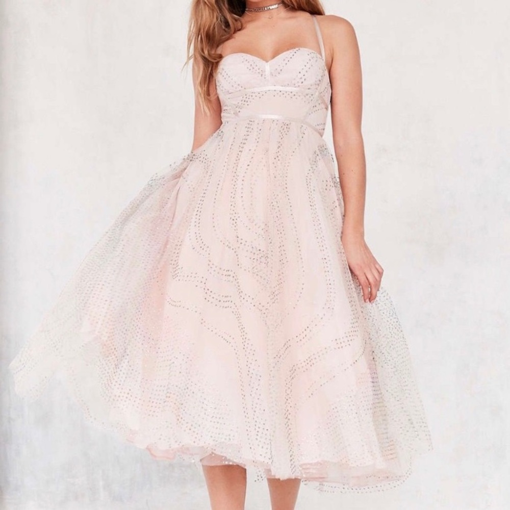 Urban Outfitters Pink Full Glitz Midi Dress